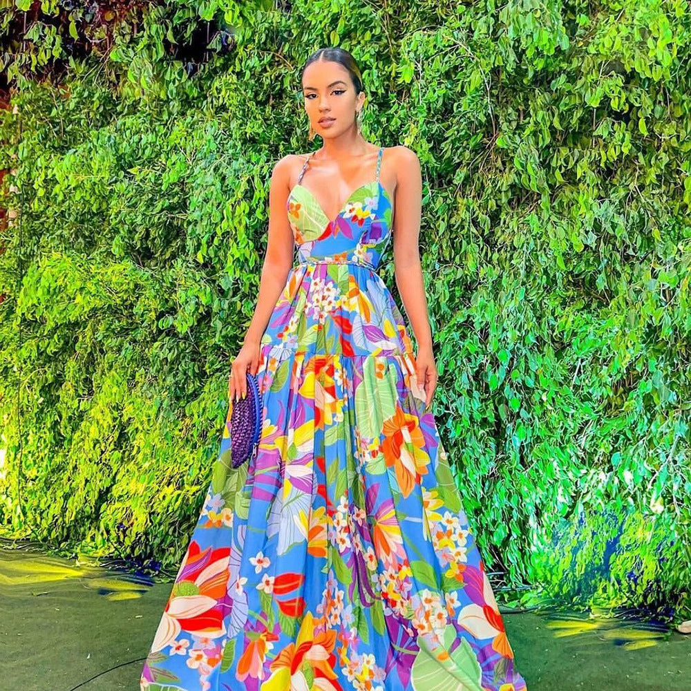 Edles langes schwingendes Trägerkleid