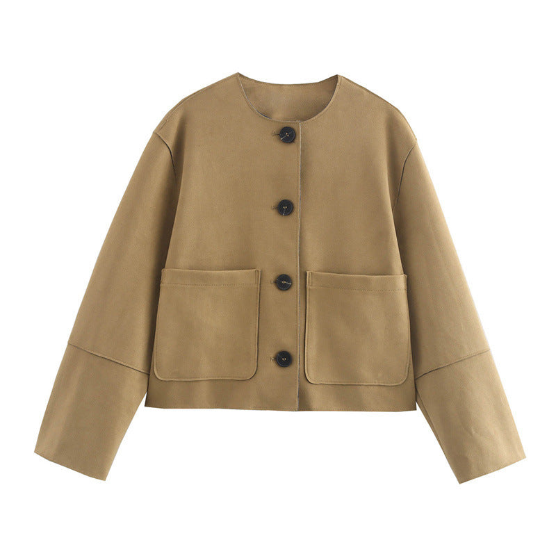 Damen lässige Kurzjacke mit praktischen Taschen Krohn-e