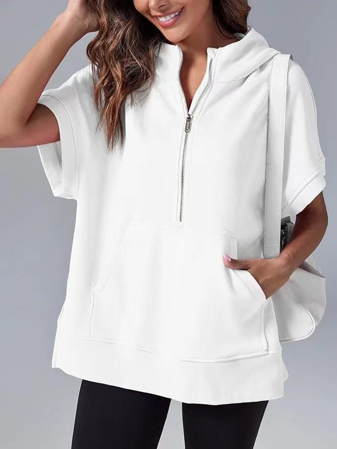 Damen Lichtgewicht Kapuzenpullover mit halbem Reißverschluss und Taschen Krohn-e