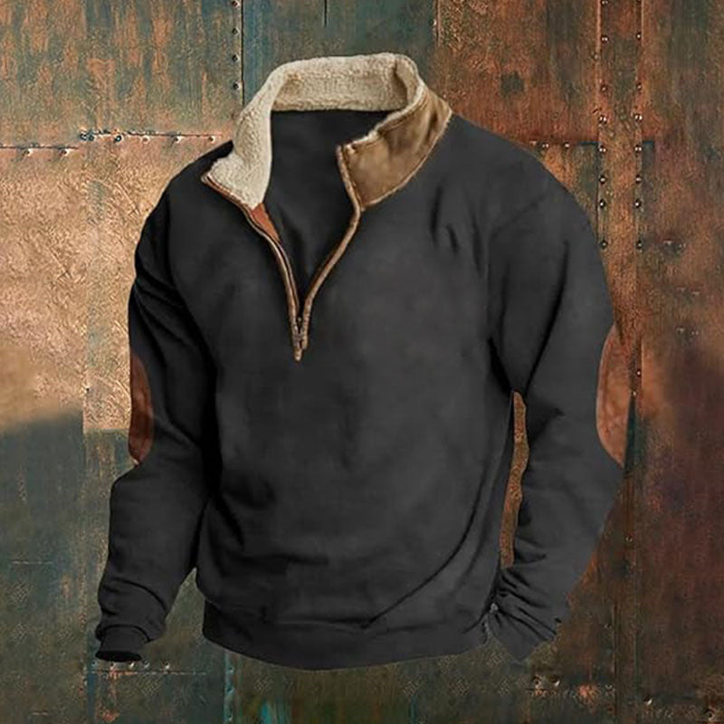 Herren Fleece-Pullover mit hohem Kragen und robusten applikationen Krohn-e