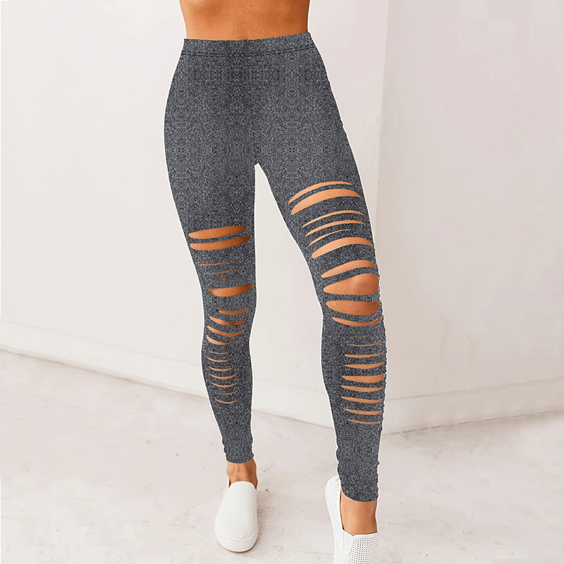 Damen Sportliche Leggings mit modischem Riss-Design Krohn-e