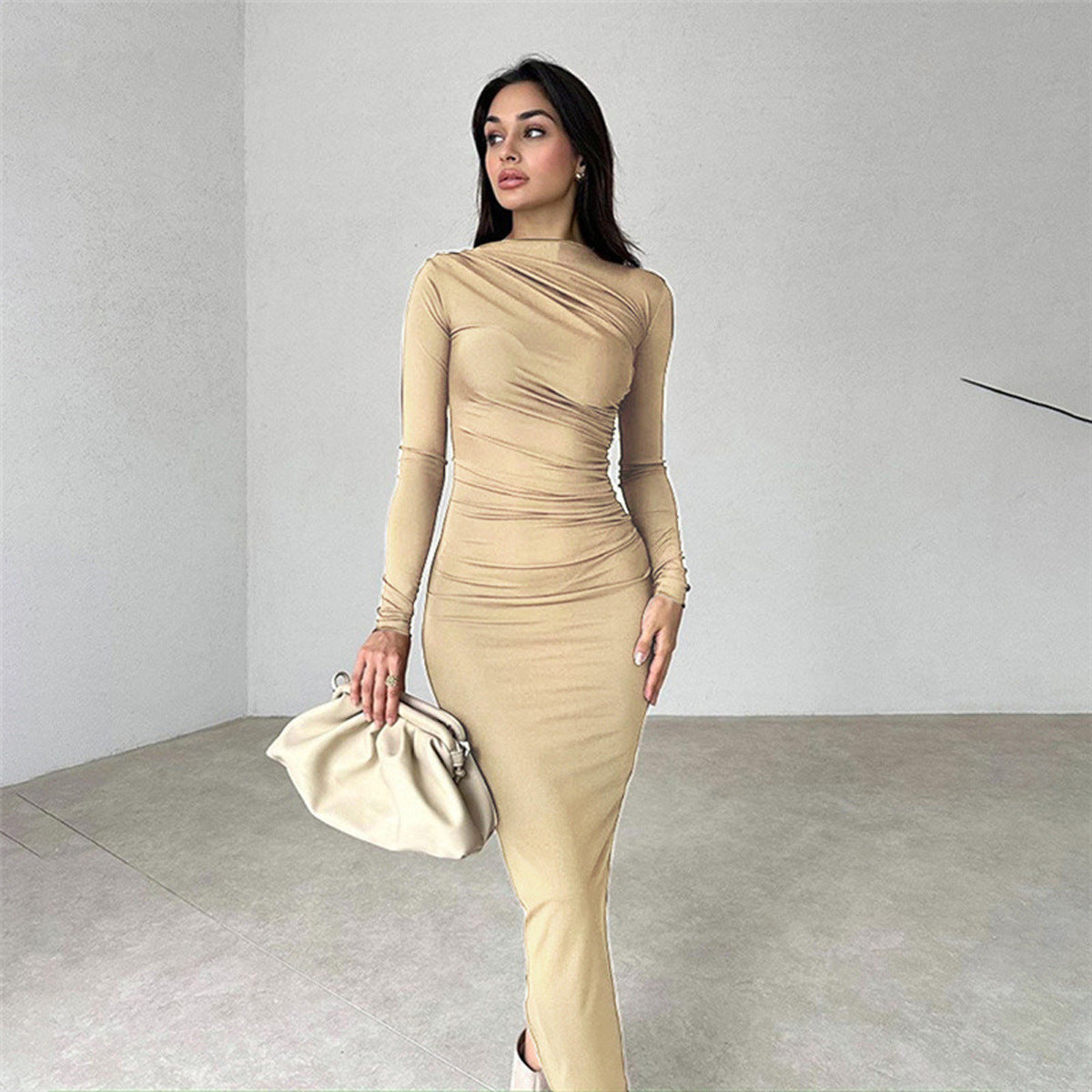 Damen Elegantes Wickelkleid mit langen Ärmeln und figurbetonendem Schnitt Krohn-e