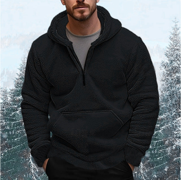 Herren Kuscheliger Fleece-Hoodie mit halblangem Reißverschluss Krohn-e