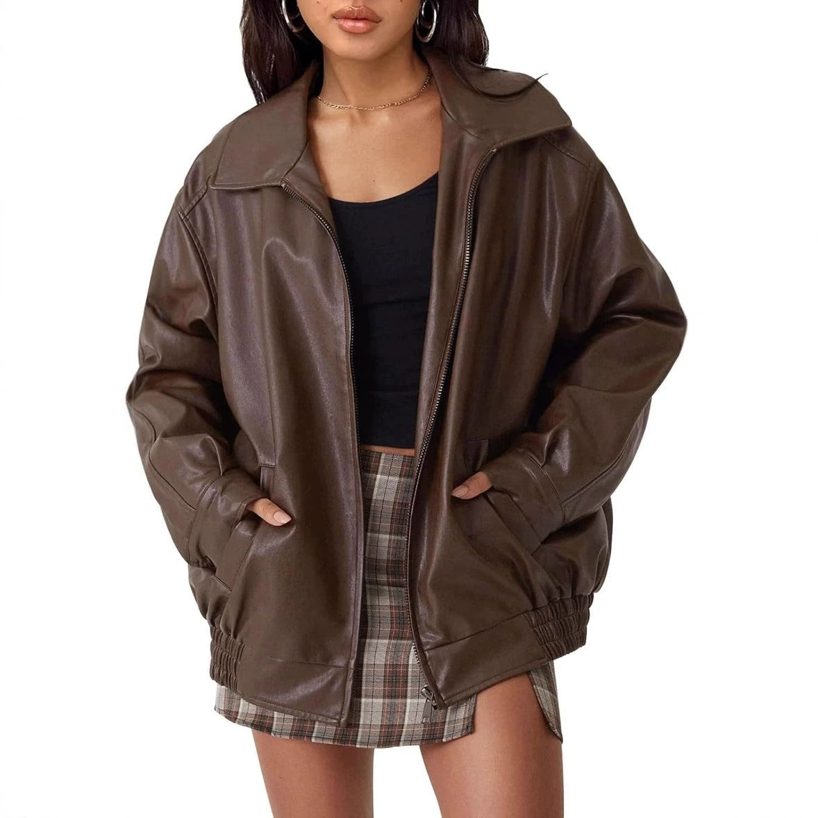 Damen modische und oversized Kunstlederjacke Krohn-e