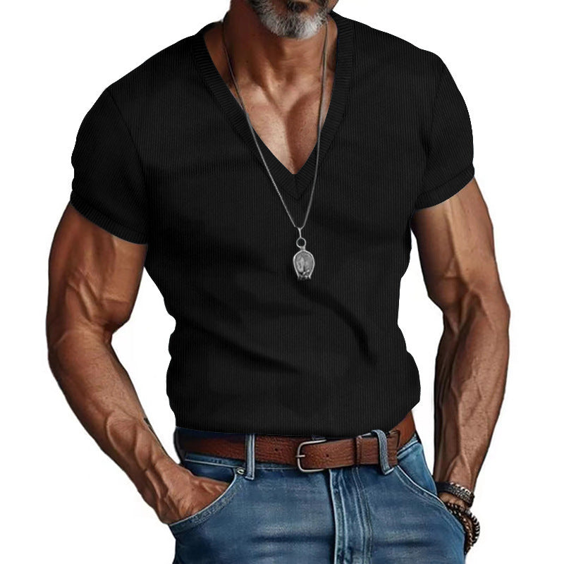 Herren Kurzarm V-Ausschnitt T-Shirt Krohn-e