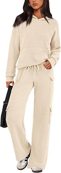 Damen Bequemes Lounge-Set mit Kapuze und weiten Hosen Krohn-e