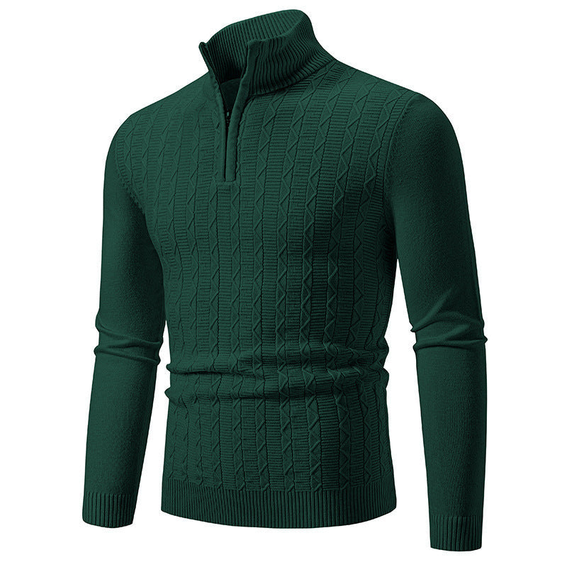 Herren modischer Strickpullover mit Stehkragen und Reißverschluss Krohn-e