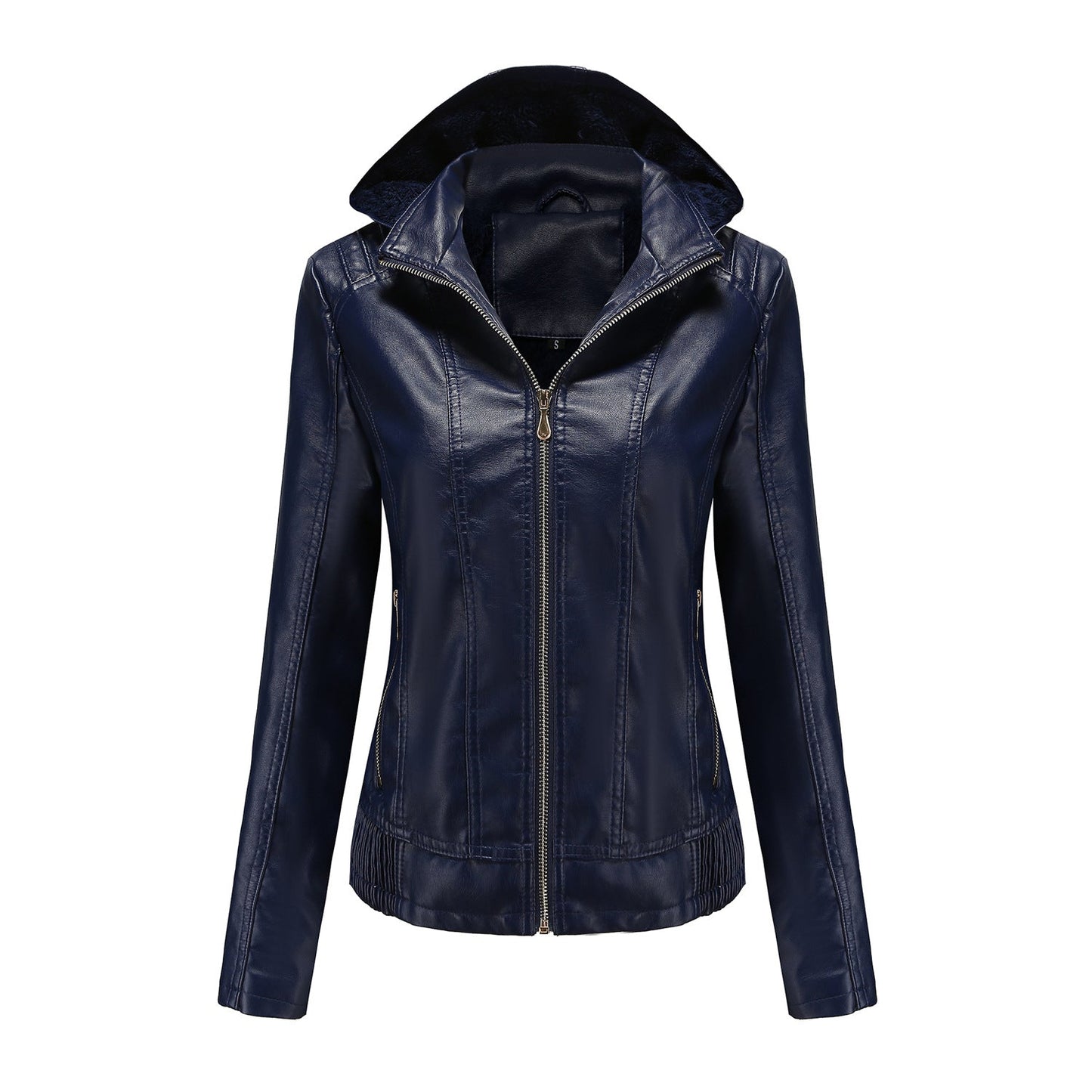 Damen stilvolle Kunstlederjacke mit hochabschließendem Kragen und elastischen Bündchen Krohn-e