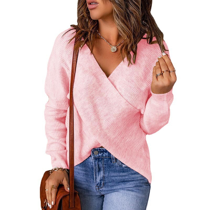 Damen Wickelpullover im modernen Rippstrickdesign Krohn-e