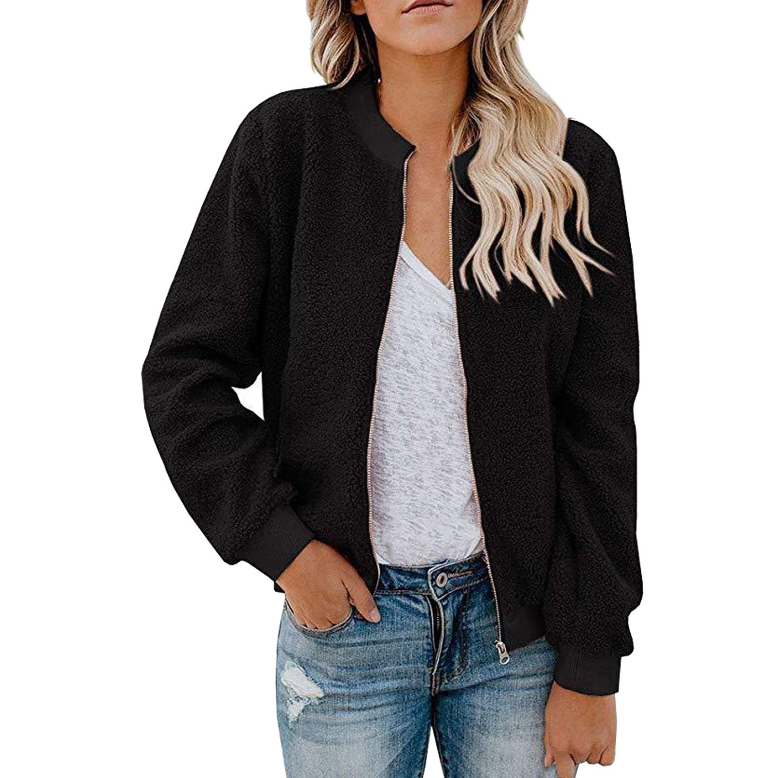 Damen Fleece Bomberjacke mit Stehkragen Krohn-e