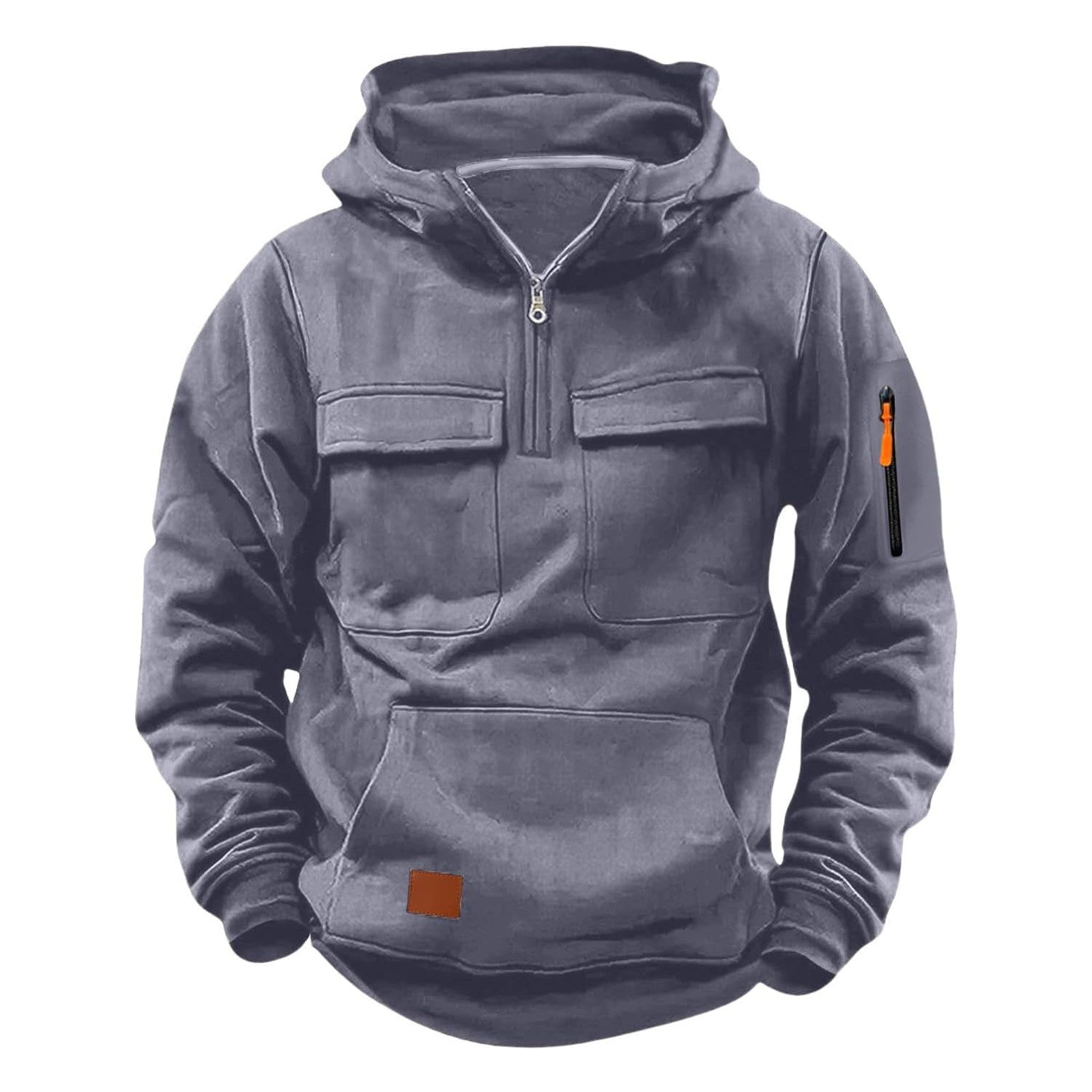 Herren funktionale Kapuzenjacke mit Reißverschluss und praktischen Taschen Krohn-e