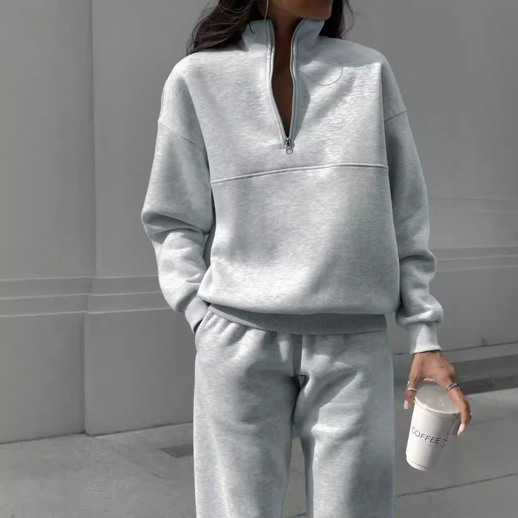 Damen bequemer Polarkragen Sweater mit passender Jogginghose Krohn-e