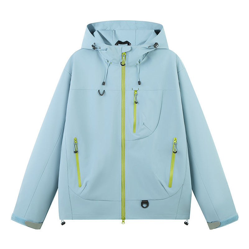 Damen wasserabweisende Outdoor-Jacke mit verstellbarem Kapuzenkragen Krohn-e