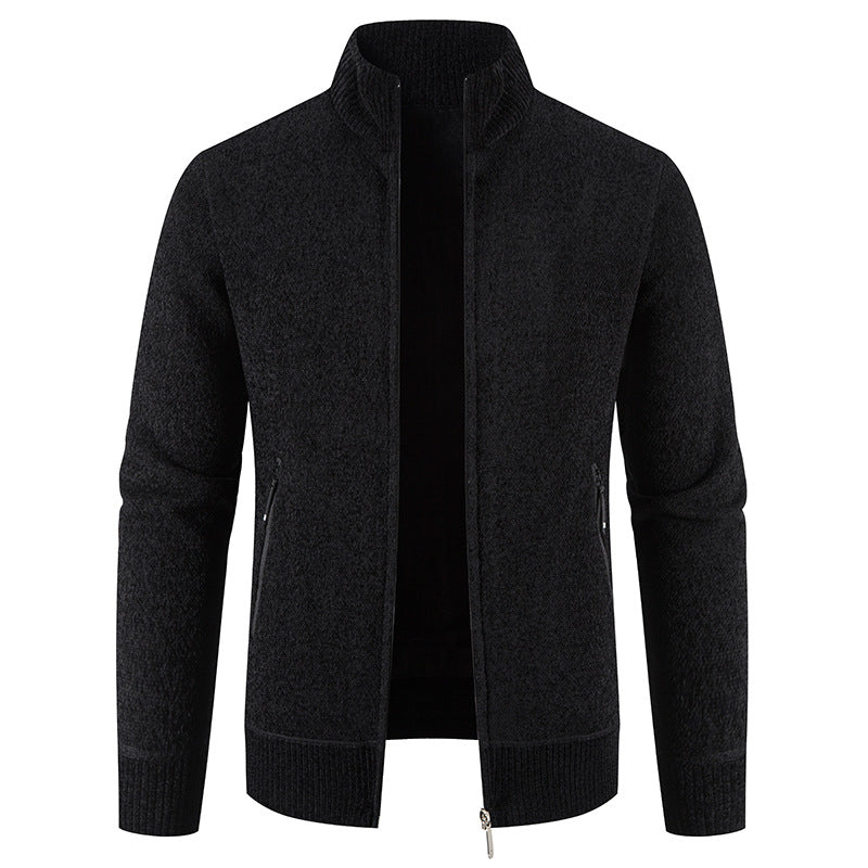 Herren elegante Strickjacke mit hohem Kragen und praktischen Reißverschlusstaschen Krohn-e