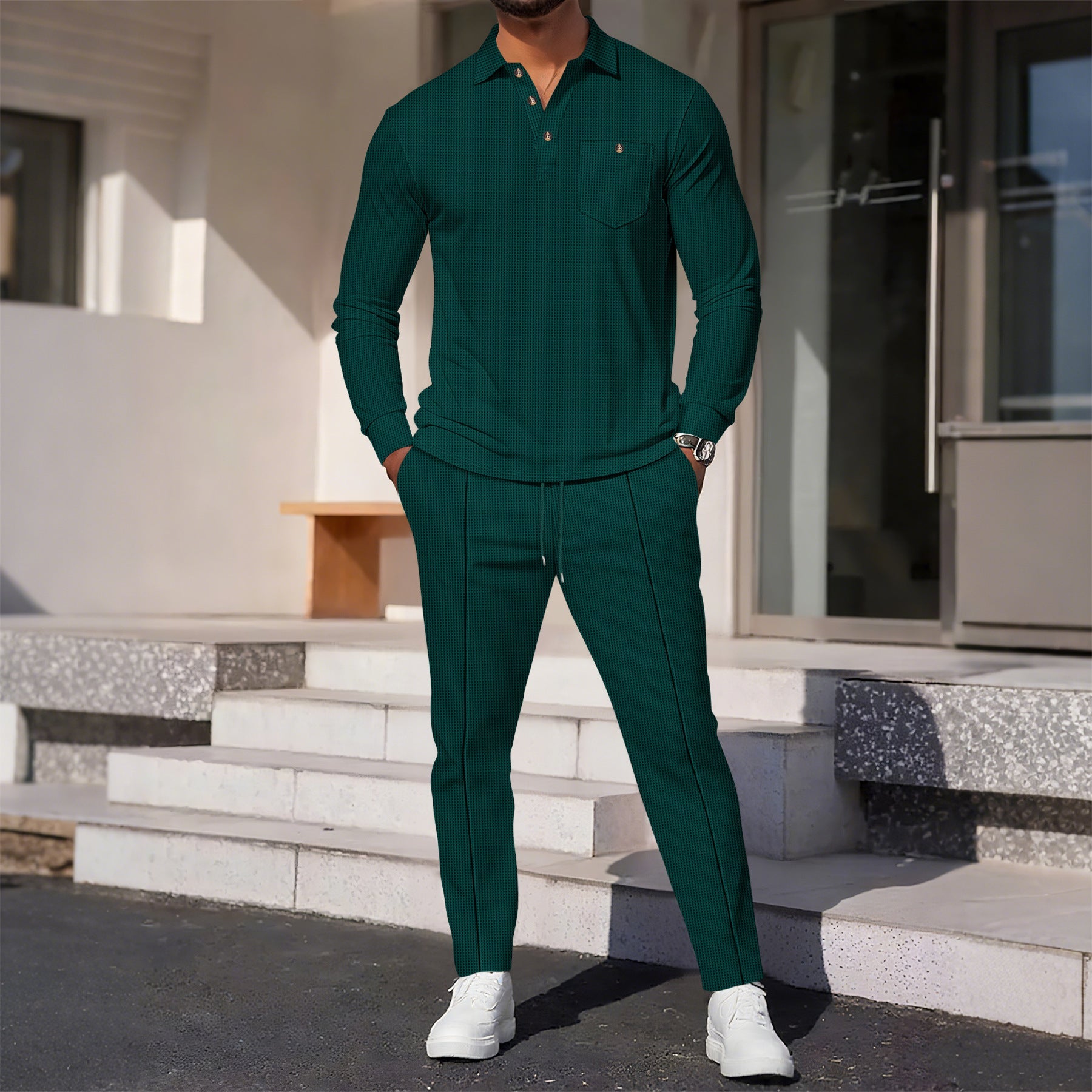 Herren eleganter Freizeitanzug mit strukturiertem Oberteil und bequemen Hosen Krohn-e
