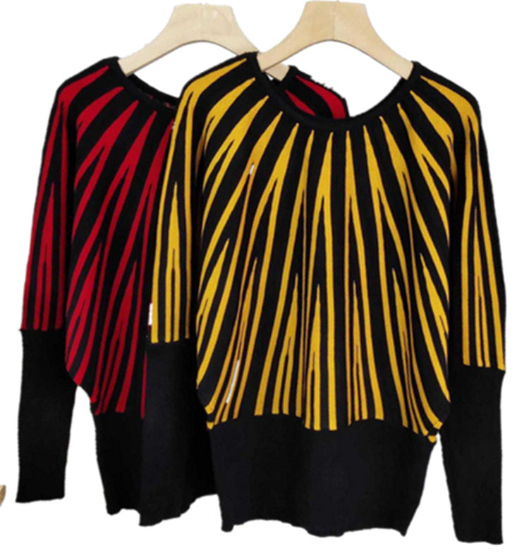 Damen weicher Pullover mit modernem Streifenmuster und weitem Schnitt Krohn-e