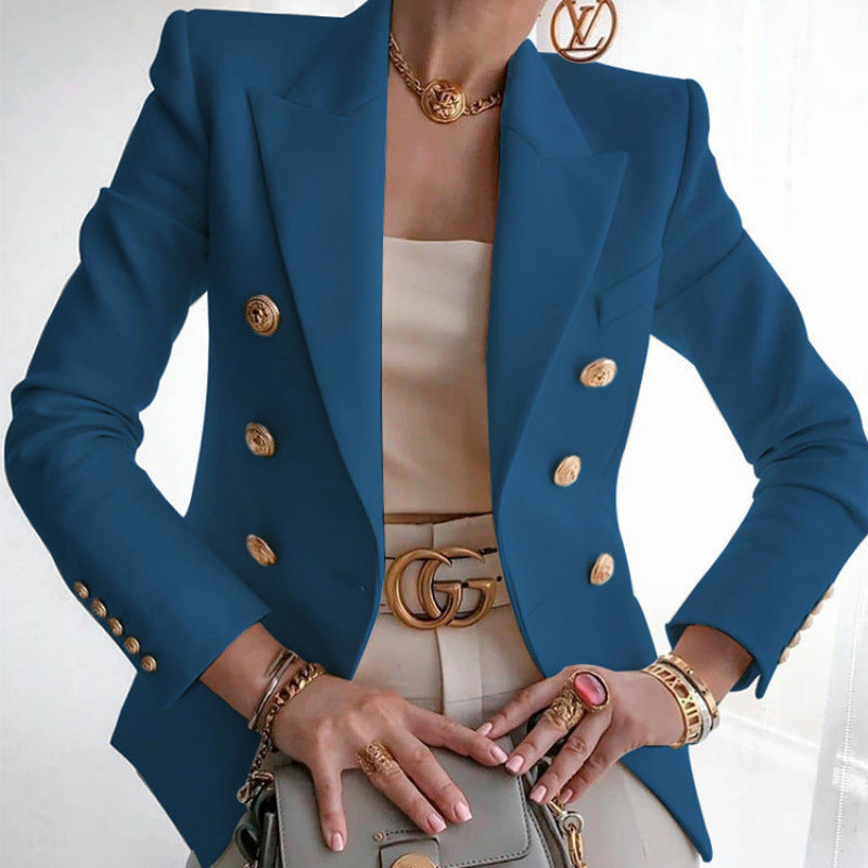 Damen Edler Blazer mit Goldknopf-Detail und klassischem Schnitt Krohn-e