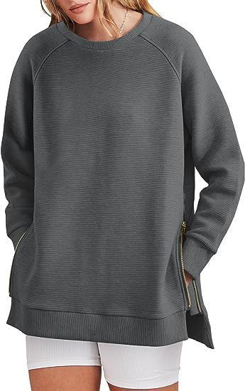 Damen modischer Sweatshirt mit seitlichen Reißverschlüssen Krohn-e