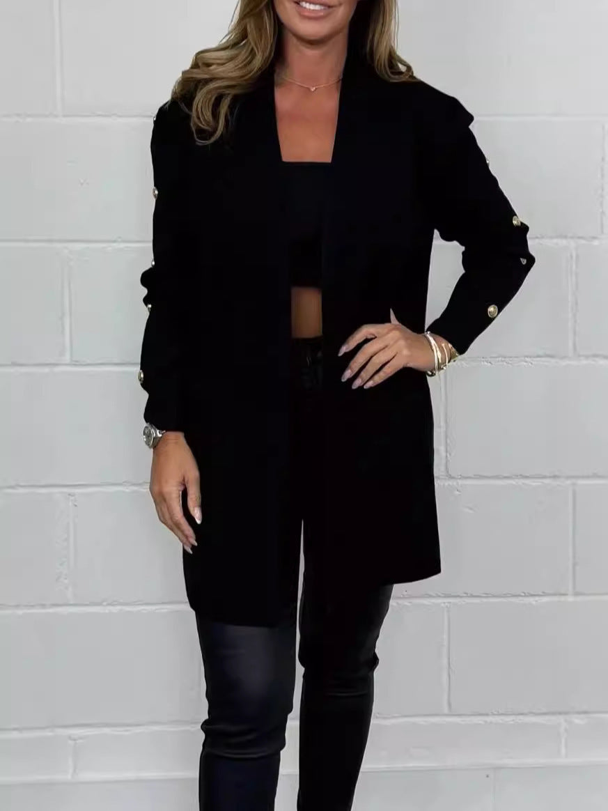 Damen Elegante Strickjacke mit Knopfdetails und Taschen Krohn-e