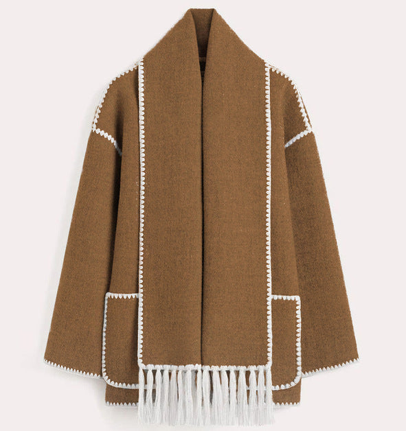 Damen Oversized Strickjacke mit Fransen und Taschen Krohn-e