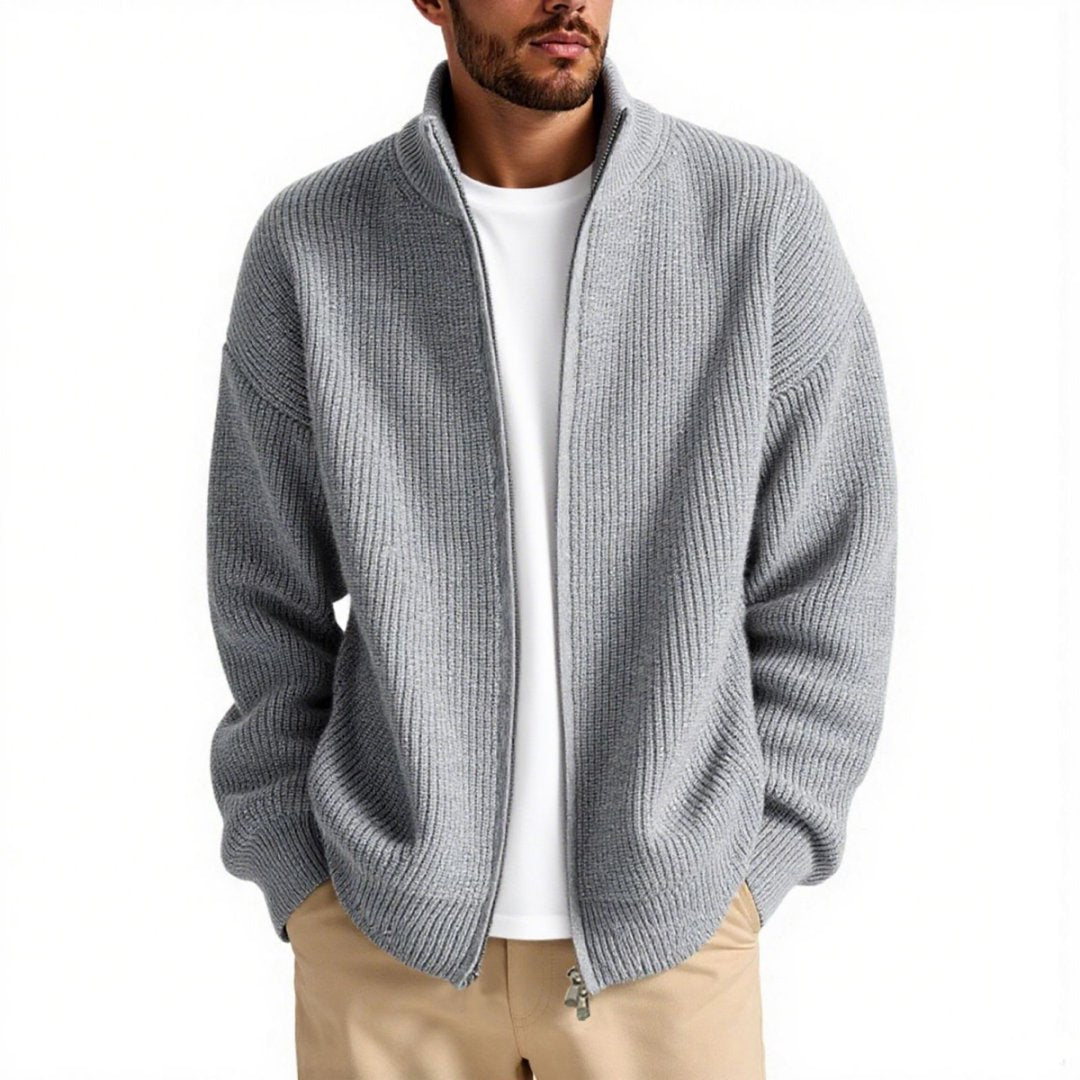 Herren Strickjacke mit hohem Kragen und praktischem Reißverschluss Krohn-e
