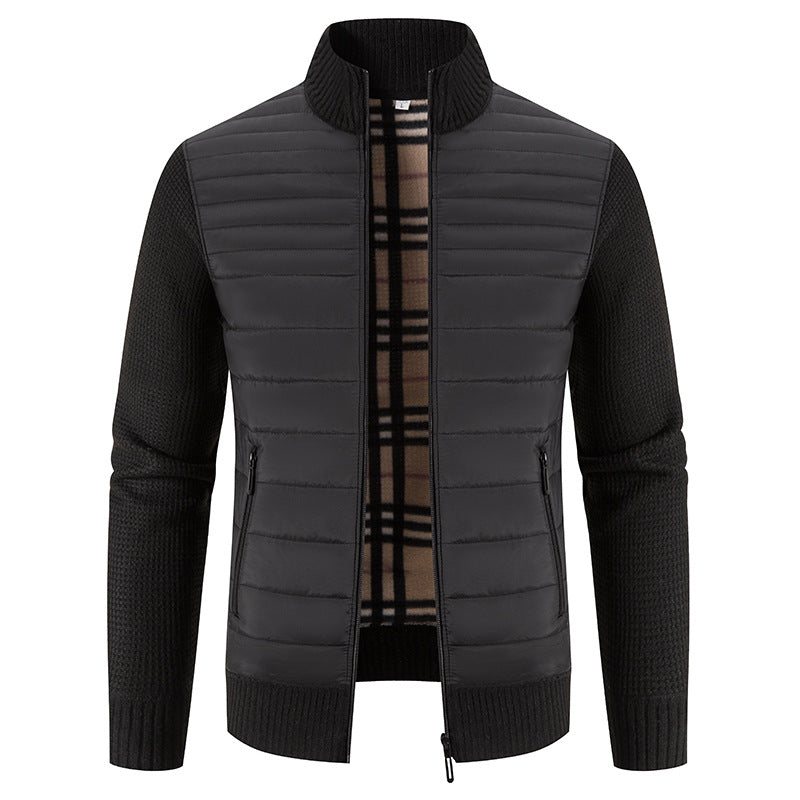 Herren gesteppte Hybridjacke mit Strickärmeln und modernem Stehkragen Krohn-e