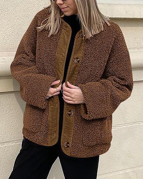 Damen kuschelige Teddyjacke mit farblich abgestimmtem Kragen Krohn-e
