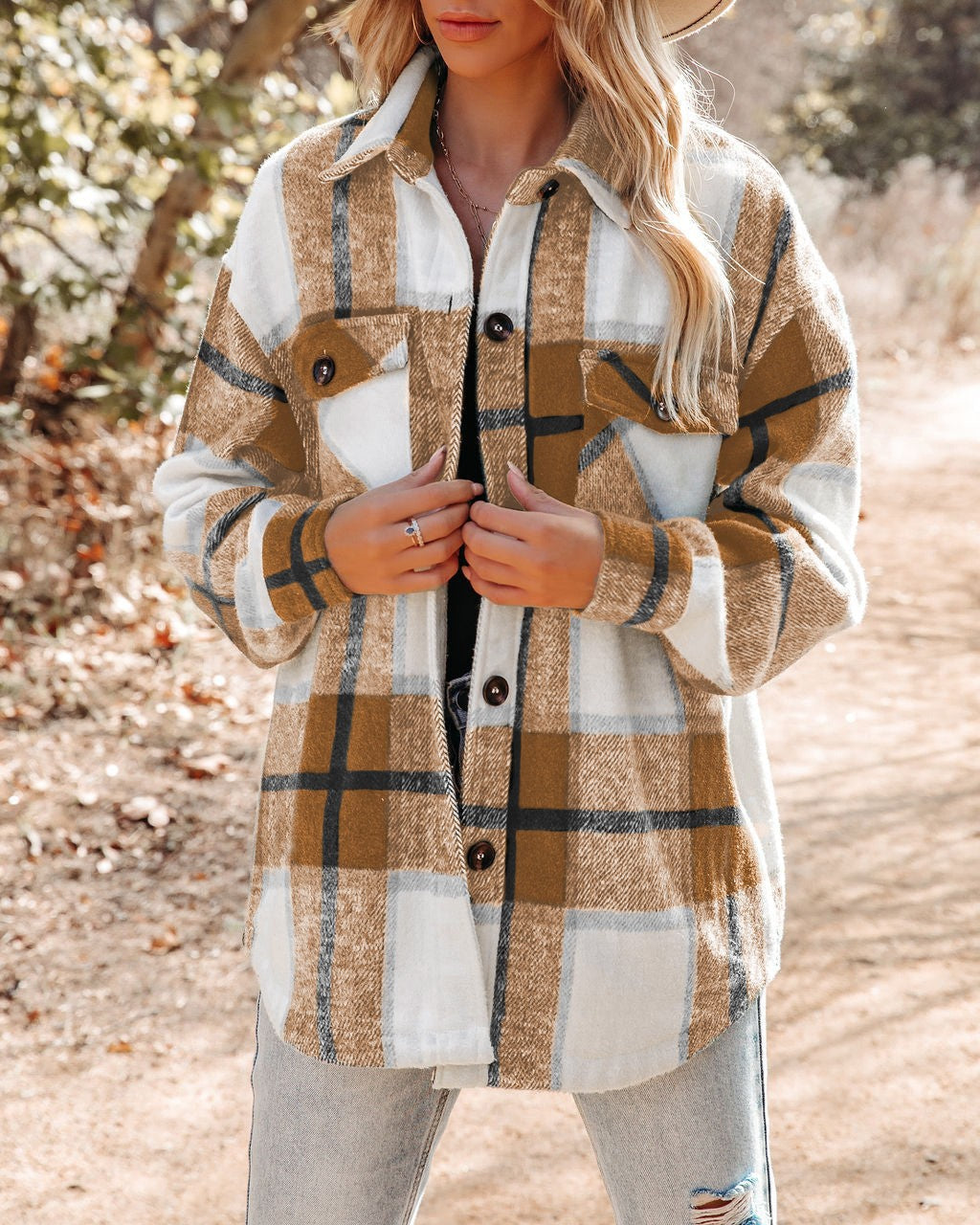 Damen Karierte Flanelljacke mit Brusttaschen Krohn-e