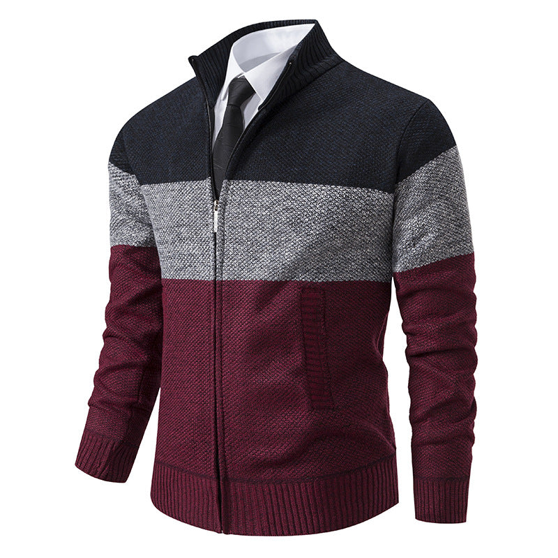 Herren modische Strickjacke mit hohem Kragen und modernem Reißverschluss Krohn-e