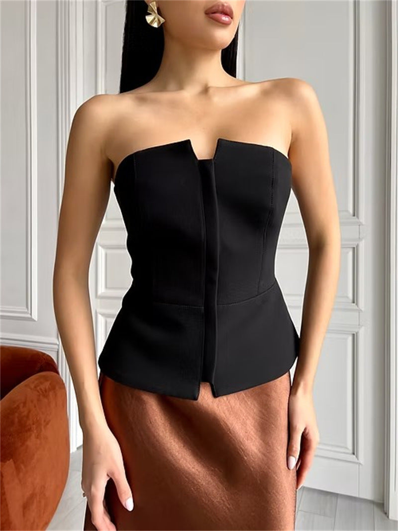Damen ärmelloser Denim-Top mit Reißverschluss Krohn-e