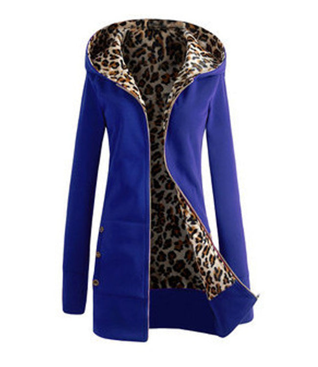 Damen Kapuzenpulloverjacke mit leopardem Innenfutter Krohn-e