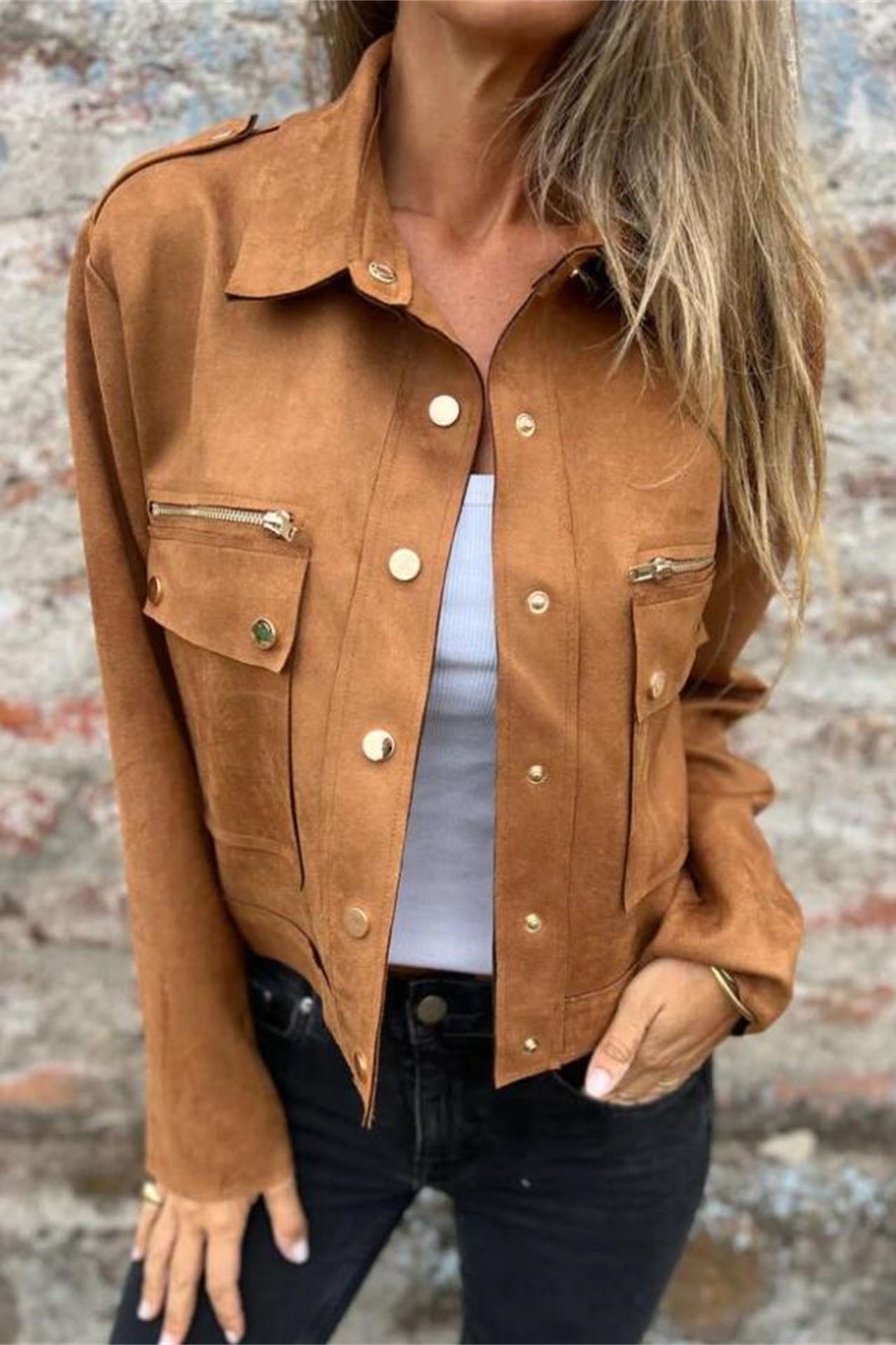 Krohn-e | Metallreißverschluss Revers Langarmjacke