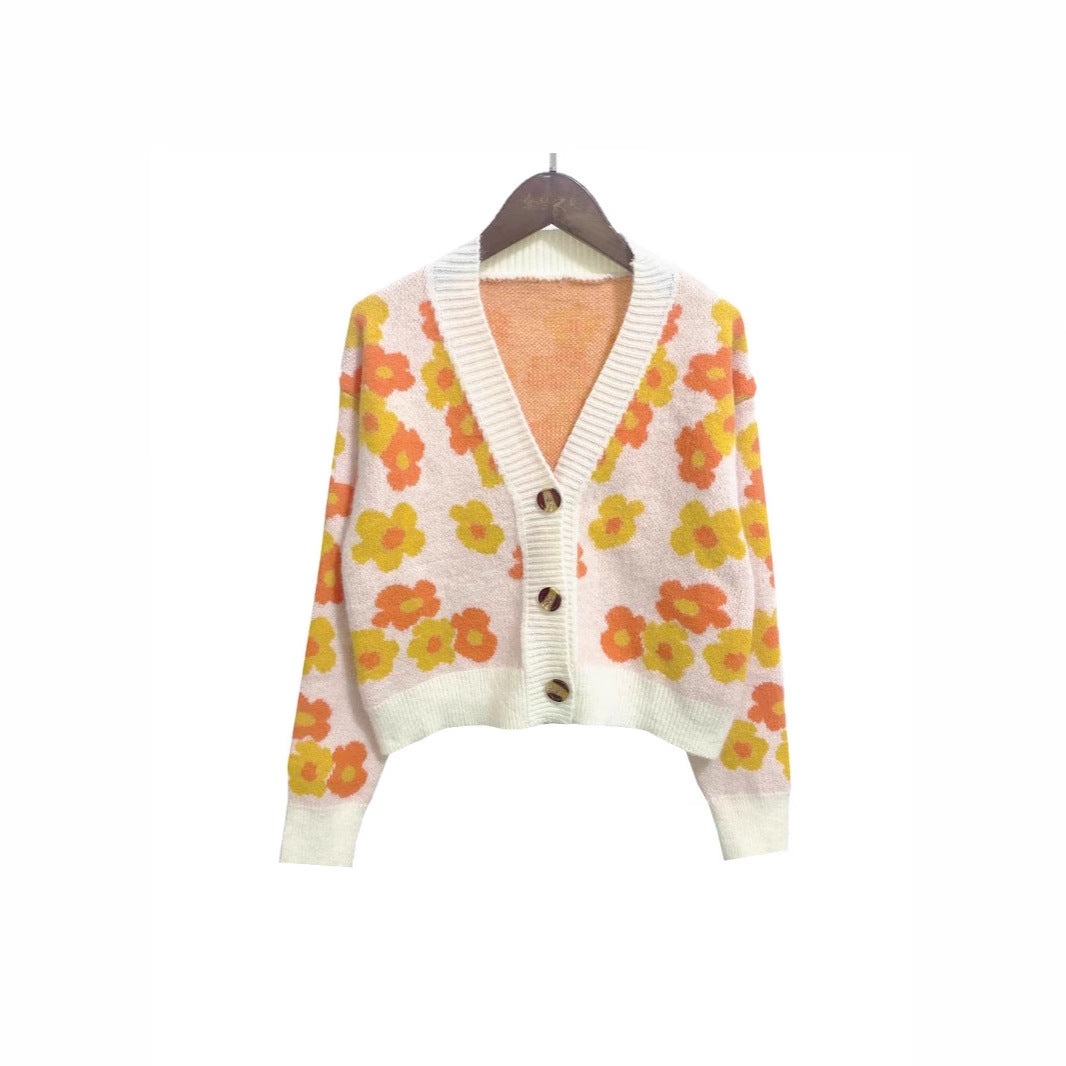 Damen cardigan mit floralem Muster und Knopfdetails Krohn-e