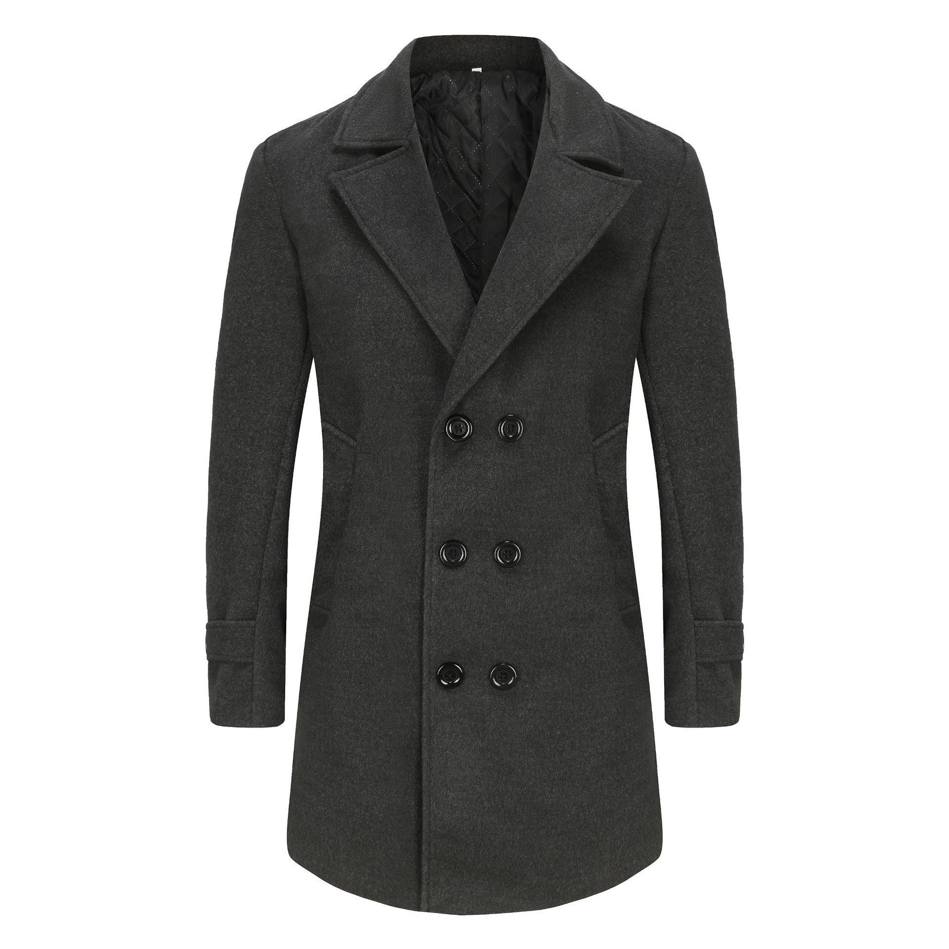 Herren eleganter Doppelreiher-Mantel mit schmalem Schnitt und gefüttertem Innenfutter Krohn-e