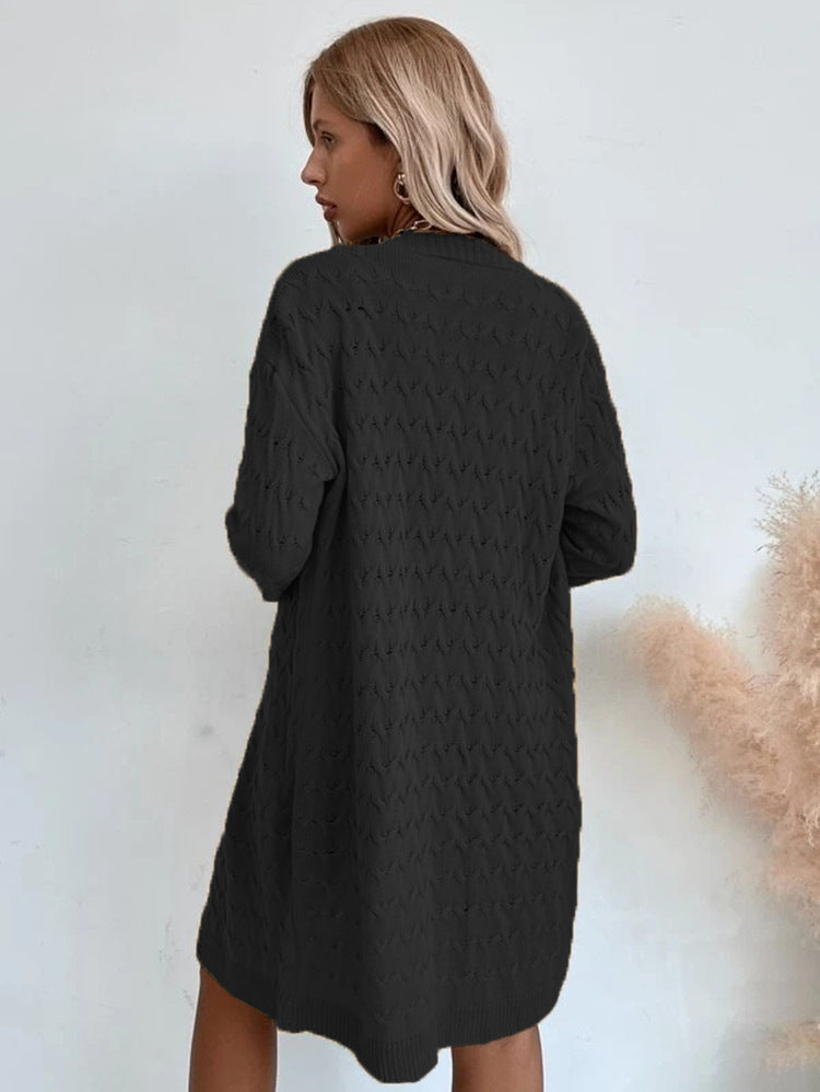 Damen Großer Strickmantel mit strukturiertem Muster und lässigem Schnitt Krohn-e