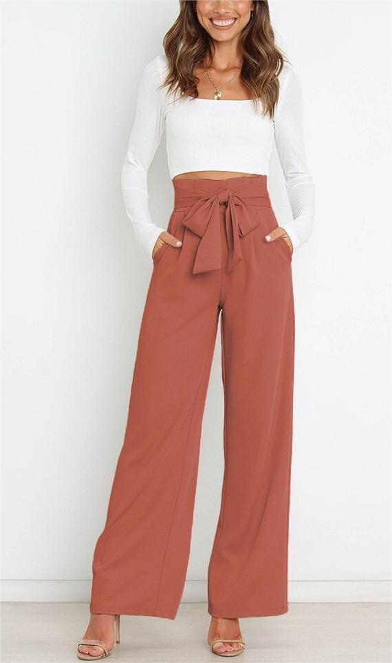 Damen Weitgeschnittene Hose mit dekorativem Bindegürtel Krohn-e
