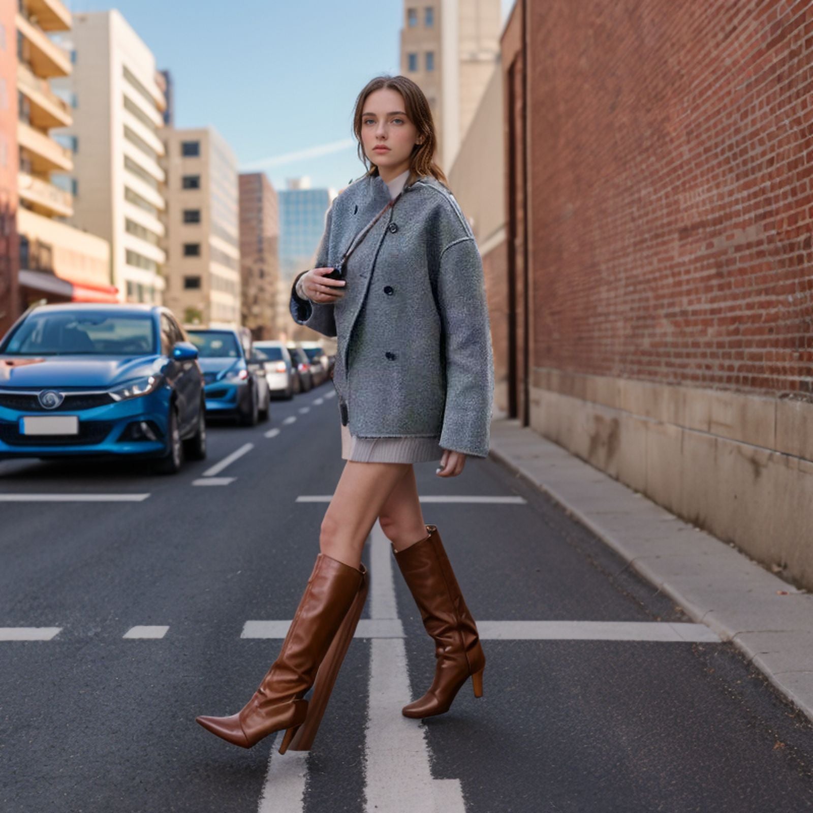 Damen modische Kurzjacke mit doppelter Knopfreihe und lässigen Ärmeln Krohn-e
