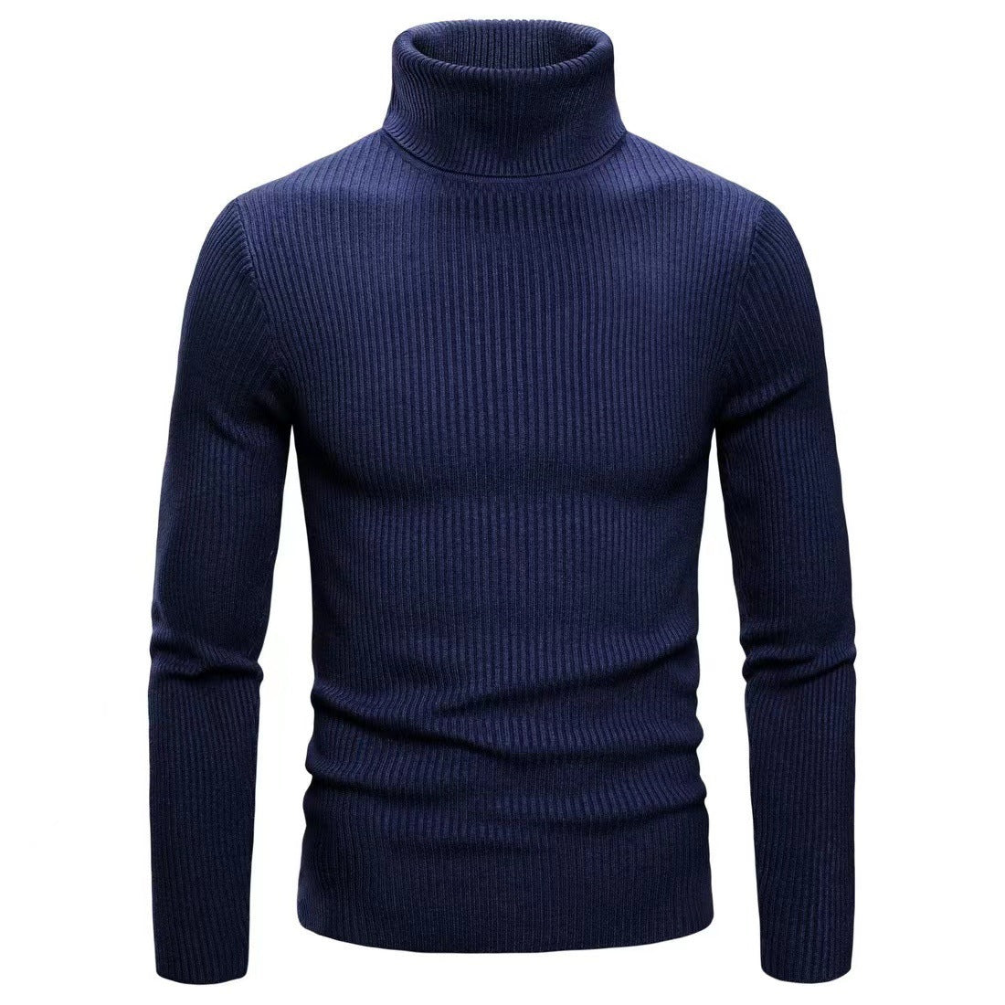 Herren hochwertiger Rollkragenpullover aus feinem Rippstrick Krohn-e