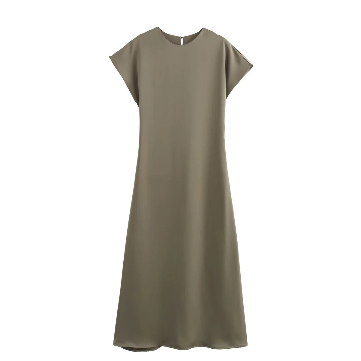 Fudus Midikleid aus satiniertem Stoff, ärmellos und leuchtend