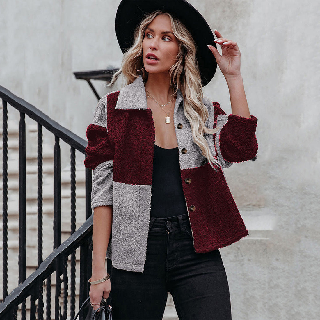 Damen Gemütliche Teddyjacke mit Statement-Kragen Krohn-e
