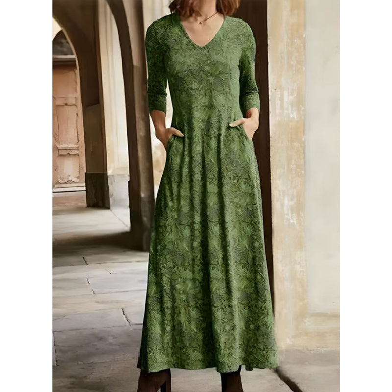 Damen Maxikleid mit dekorativen Mustern und praktischen Taschen Krohn-e