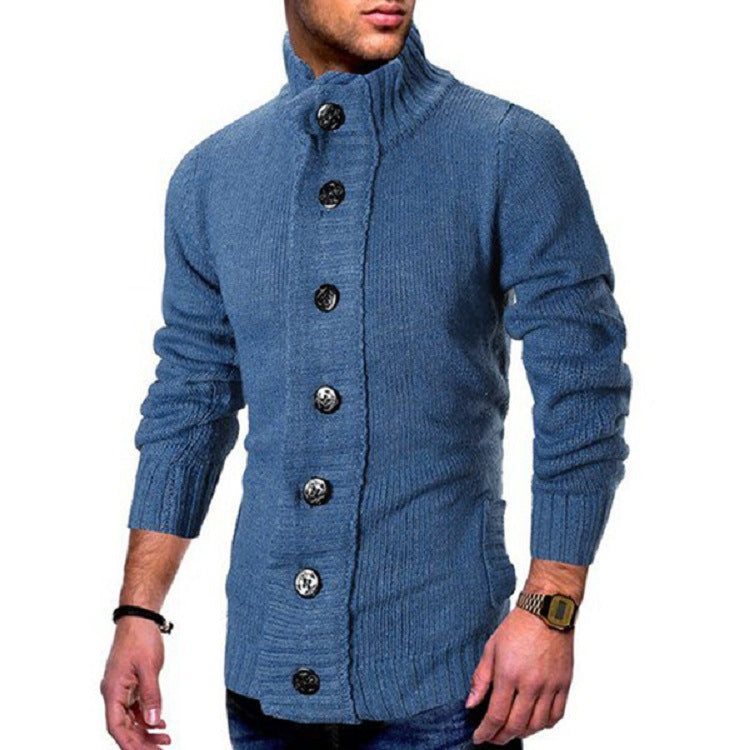 Herren Strickjacke mit hohem Kragen und markanten Knopfdetails Krohn-e