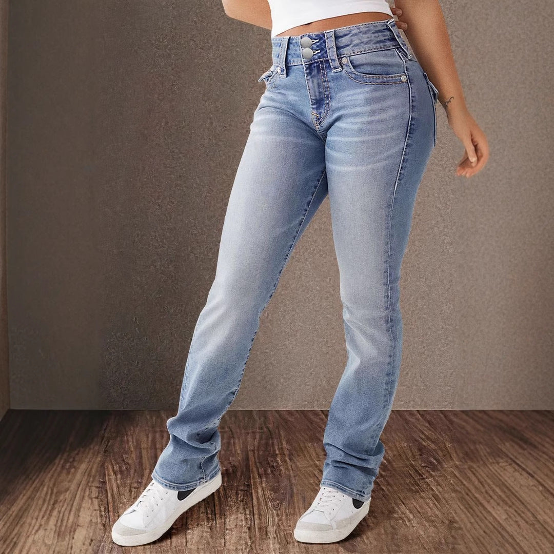 Damen Hohe Taille Bootcut Jeans mit Stretch-Anteil Krohn-e