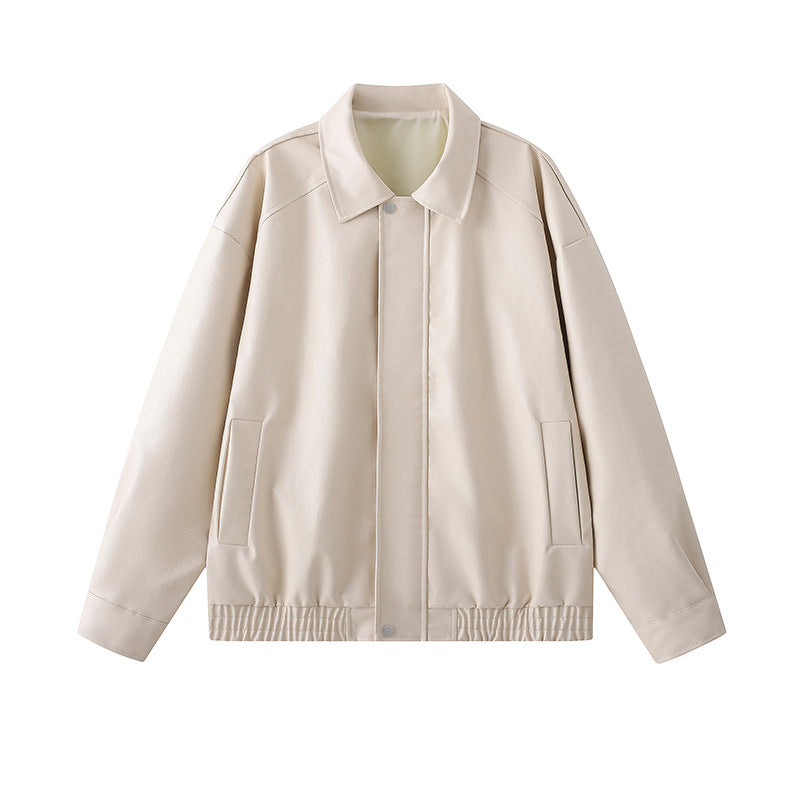 Herren elegante Kunstlederjacke mit elastischem Bund Krohn-e