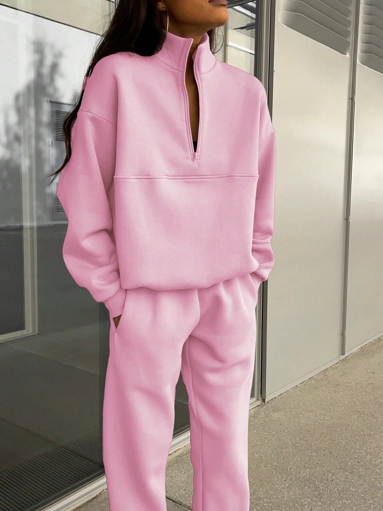 Damen bequemer Polarkragen Sweater mit passender Jogginghose Krohn-e