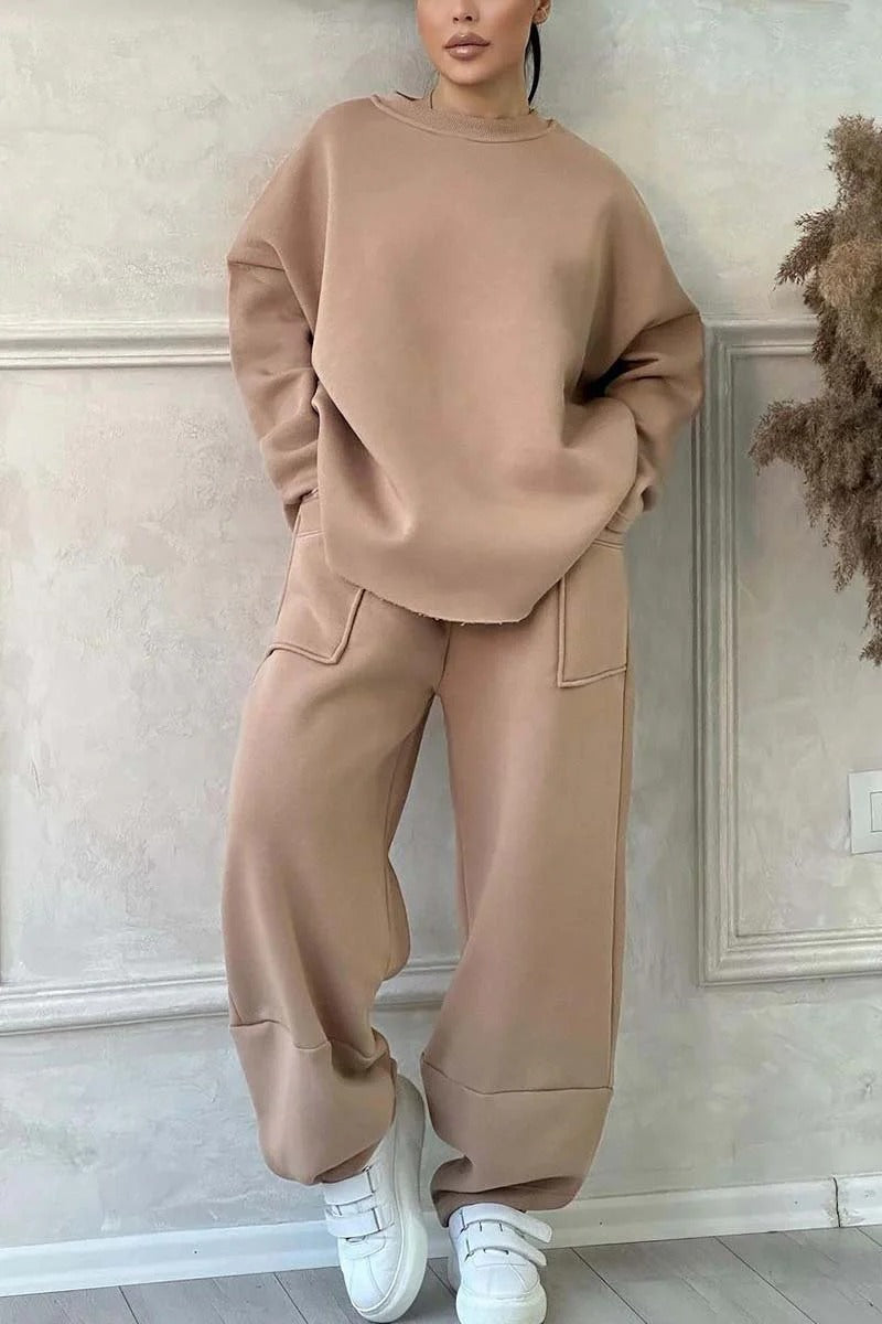 Damen Cozy Oversized Sweat-Set mit geräumigen Taschen und angenehmem Schnitt Krohn-e