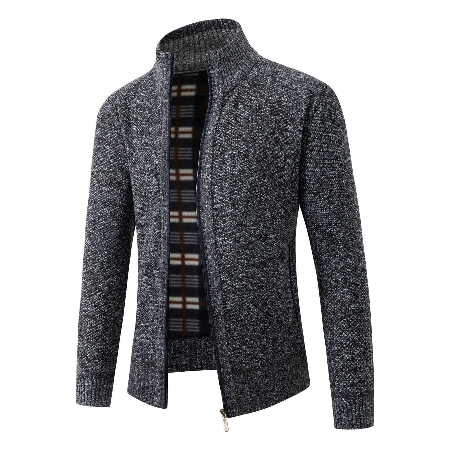 Herren Strickjacke mit modernem Stehkragen und klassischem Innenfutter Krohn-e