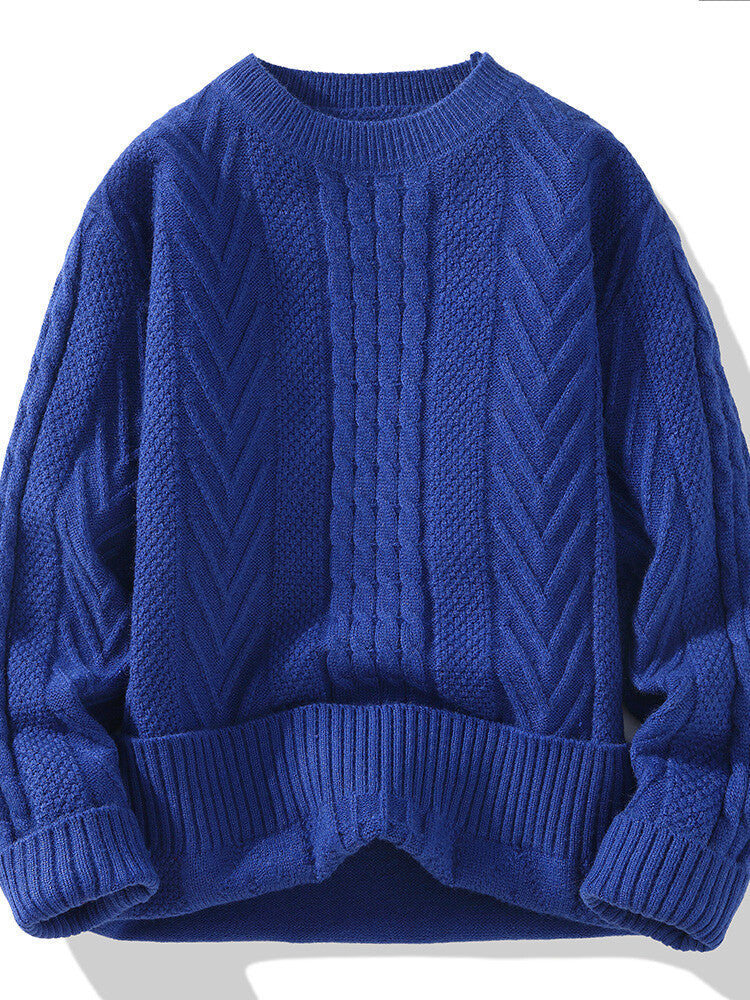 Herren Strickpullover mit modernen Zopf- und Rippstrukturen Krohn-e