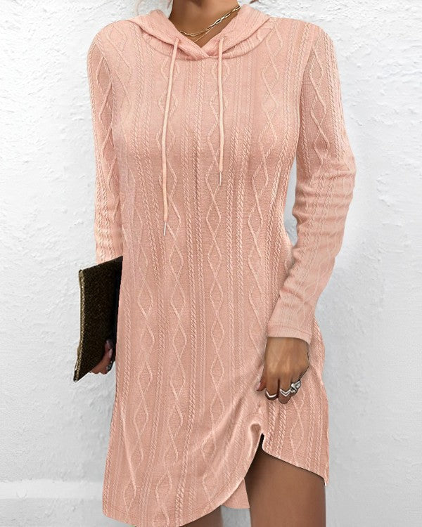 Damen Sweatkleid mit Kapuze und raffinierten Strickdetails Krohn-e