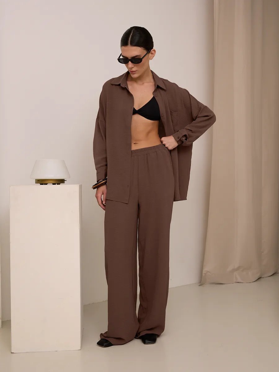 Damen lässige Bluse im Oversized-Stil mit Taschen Krohn-e
